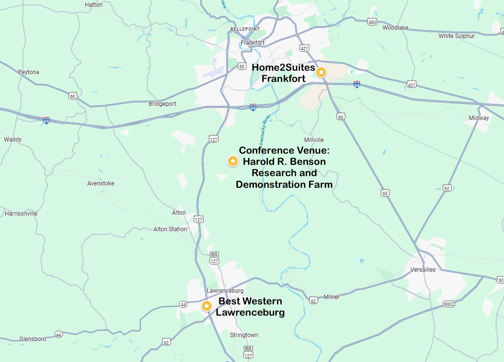 Map of conference venue and two hotel locations