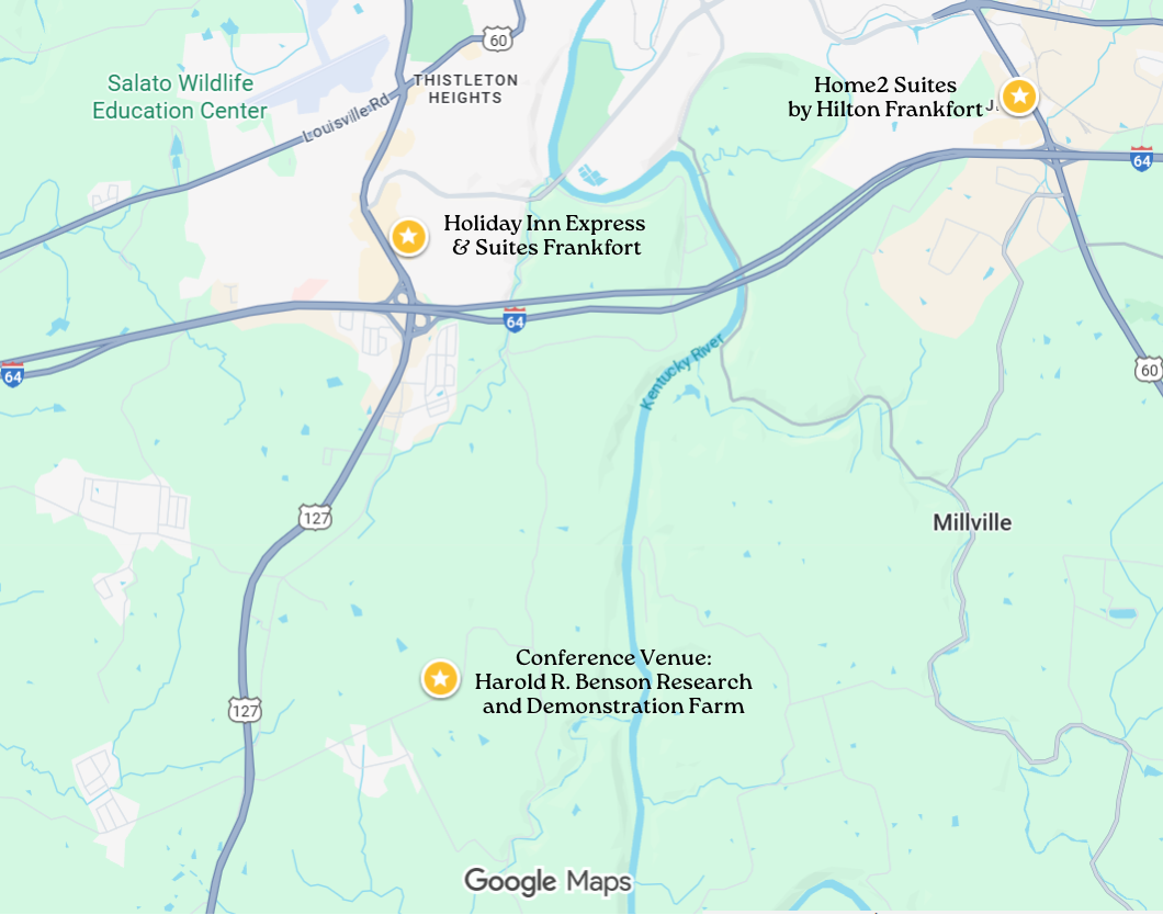 Google Maps image of hotels and OAK 2026 conference venue