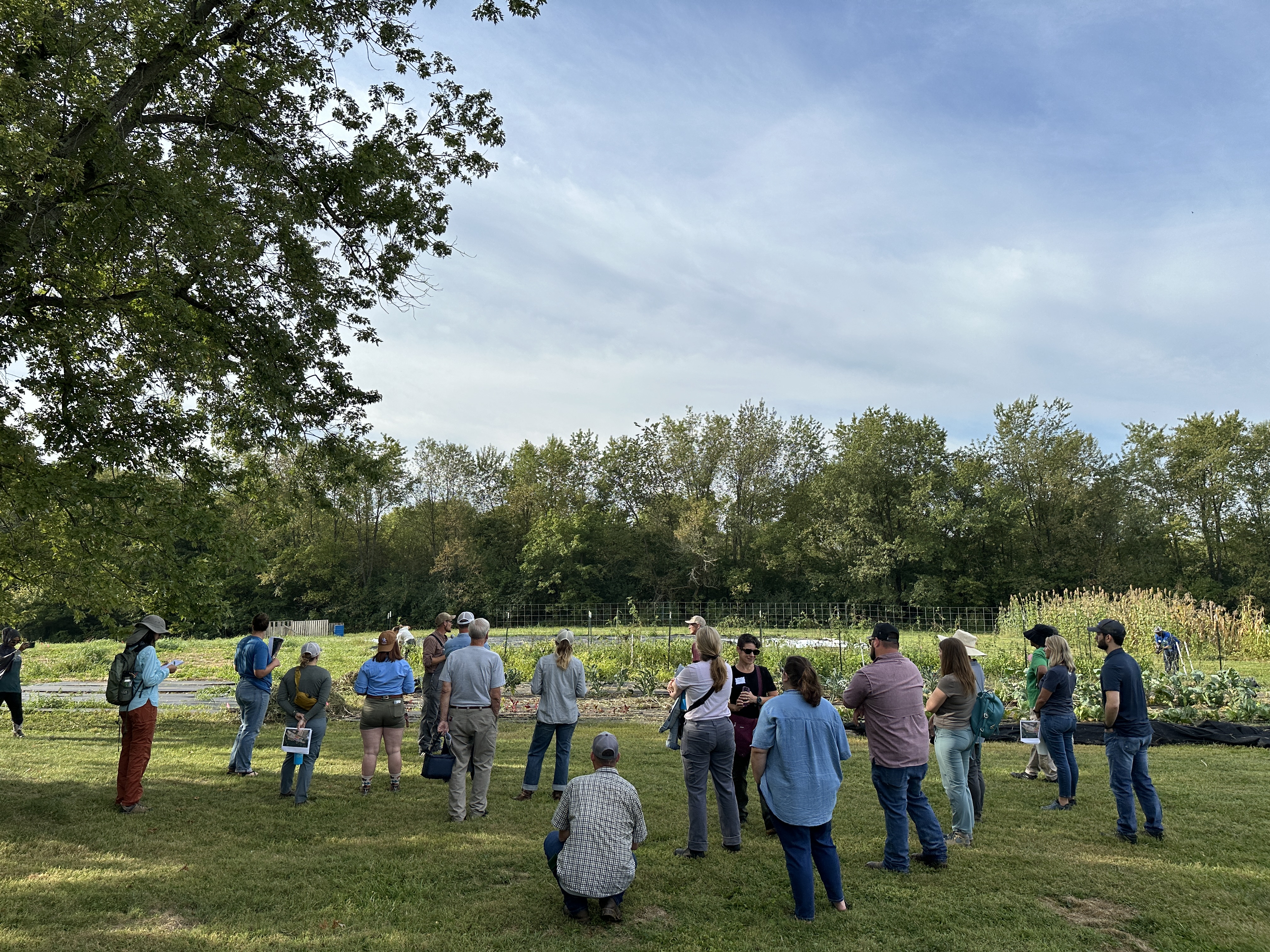 farmers gathered in conversation at Seedleaf Headwater Farm field day